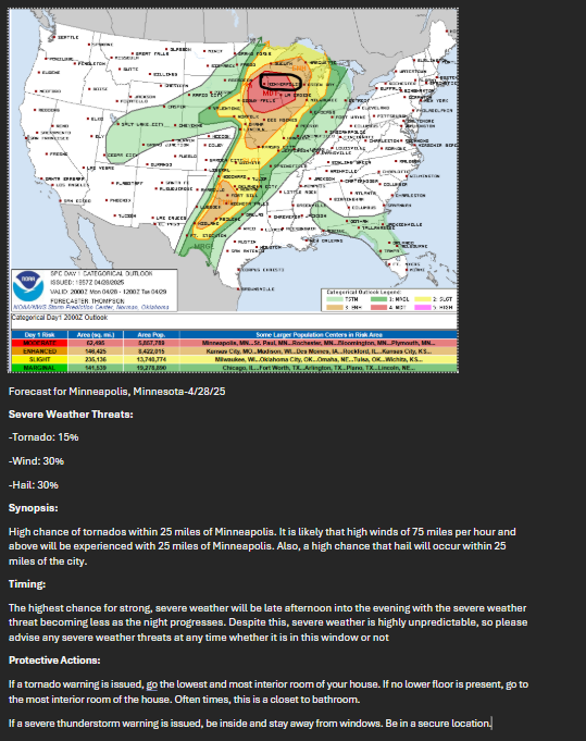City Weather sample data